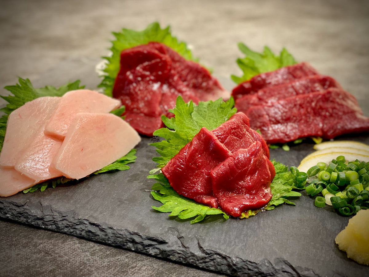 最高級の国産『会津馬刺し』( ﾋﾚ・ﾀﾃｶﾞﾐ・ﾛｰｽ・内ﾓﾓ ) シルクのような