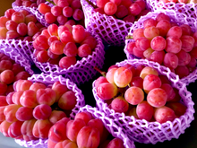 画像をギャラリービューアに読み込む, 紅いシャインマスカット『バイオレットキング』500円玉を超える大粒・高糖度の希少品種